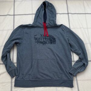The North Face Men's Charcoal Hoodie with Red Accents